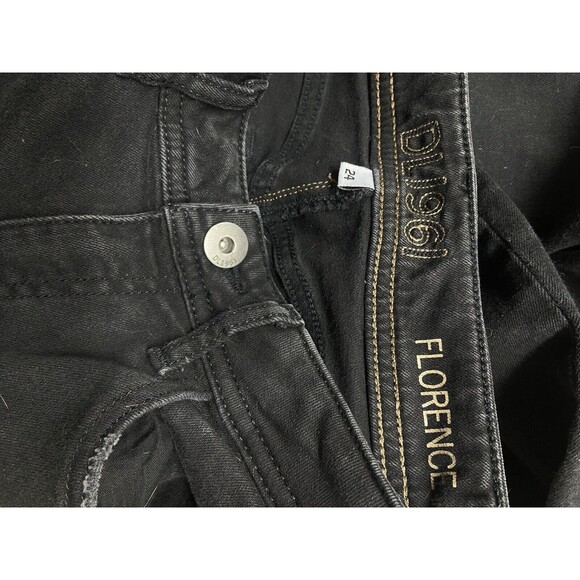 DL1961 Florence Instasculpt Black Skinny Jeans Size 24 x 24 Raw Hem Distressed - Picture 3 of 5
